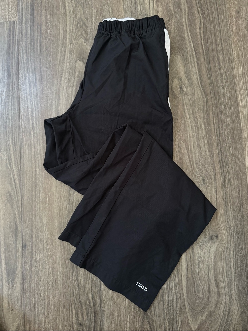 Izod Black Track Pants with White Side Stripe